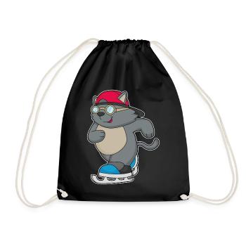 Katze Eislaufen Schlittschuhe - Drawstring Bag - black - Front