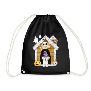 Halloween Maltese Dog Witch - Drawstring Bag - black - Front