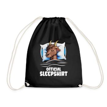 Ziegen Schlafshirt Bauernhof Tier Kuscheln Kinder - Turnbeutel - Schwarz - Vorne