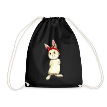 Bunny Hair Bow - Drawstring Bag - black - Front