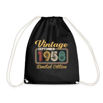 Vintage September 1958 Limited Edition Birthday - Turnbeutel - Schwarz - Vorne