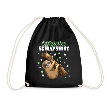 Schlafoutfit Pyjama süßes Faultier schläft Träumen - Turnbeutel - Schwarz - Vorne