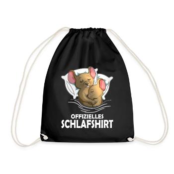 Nachthemd Pyjama Maus süßes Mäusepaar kuschelt - Turnbeutel - Schwarz - Vorne