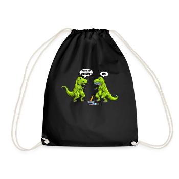 Dinosaur eats the last unicorn Fun Funny - Drawstring Bag - black - Front