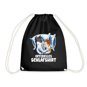 Katzenfreund Katzenbesitzer Schlafshirt Katzenpaar - Turnbeutel - Schwarz - Vorne