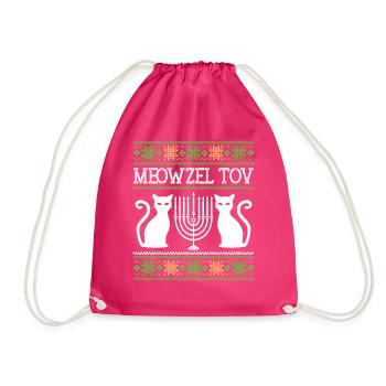Hanukkah Jew Cat - Meowzel Tov - Turnbeutel - Fuchsia - Vorne