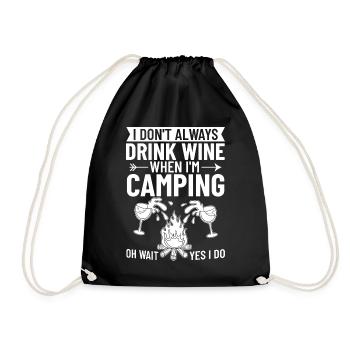 Camping Wine Drinker Beginner Camper Hiking - Drawstring Bag - black - Front