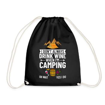 Camping Wine Drinker Beginner Camper Hiking - Drawstring Bag - black - Front