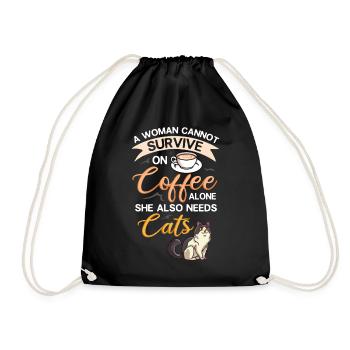 Cafetière Chat Machine Chaton Tasse Grains - Sac de sport léger - noir - Devant
