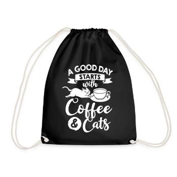 Cafetière Chat Machine Chaton Tasse Grains - Sac de sport léger - noir - Devant