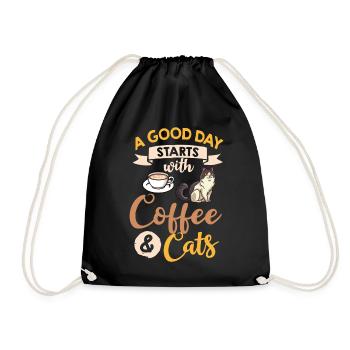 Cafetière Chat Machine Chaton Tasse Grains - Sac de sport léger - noir - Devant