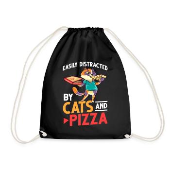 Pizza Katze Essen Pizzeria Italienisch Kätzchen - Turnbeutel - Schwarz - Vorne