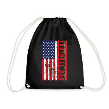 Football Dad USA America Flag - Drawstring Bag - black - Front