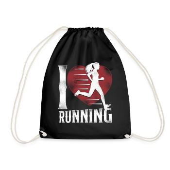 Running Runner Half Marathon Heart - Turnbeutel - Schwarz - Vorne