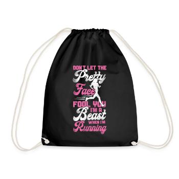 Running Runner Half Marathon Girl - Drawstring Bag - black - Front