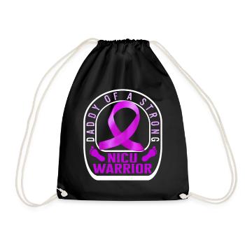 Daddy Of A Strong NICU Warrior Shirt, Strong Baby - Drawstring Bag - black - Front
