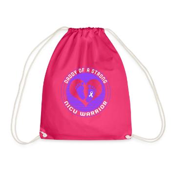 Papa eines starken NICU-Krieger-Shirts, starkes Baby - Turnbeutel - Fuchsia - Vorne