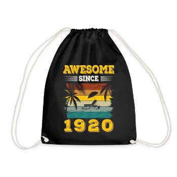 Awesome Since 1920 Vintage Birthday gift - Drawstring Bag - black - Front