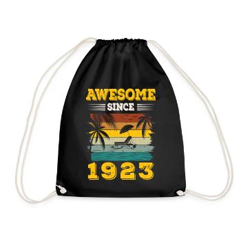 Awesome Since 1923 Vintage Birthday gift - Drawstring Bag - black - Front