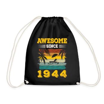 Awesome Since 1944 Vintage Birthday gift - Drawstring Bag - black - Front