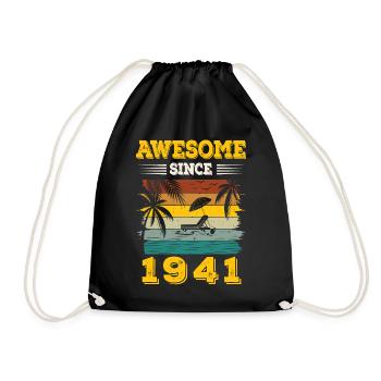 Awesome Since 1941 Vintage Birthday gift - Drawstring Bag - black - Front