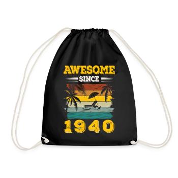 Awesome Since 1940 Vintage Birthday gift - Drawstring Bag - black - Front