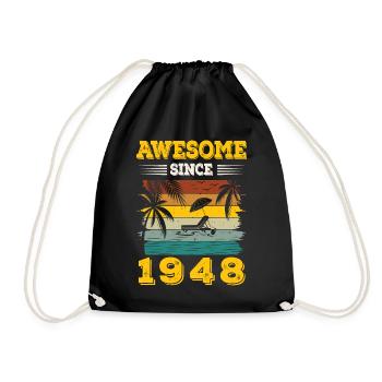 Awesome Since 1948 Vintage Birthday gift - Drawstring Bag - black - Front