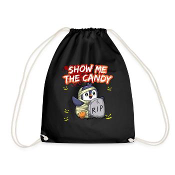 Show Me The Candy Halloween Costume Trick Or Treat - Drawstring Bag - black - Front