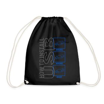 Computer Technician Shirt, How To Install USB - Drawstring Bag - black - Front