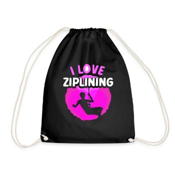 I love ziplining sport zipline zip line - Drawstring Bag - black - Front