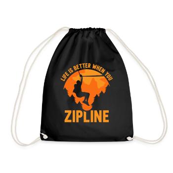 Life is better when you zipline sports - Drawstring Bag - black - Front