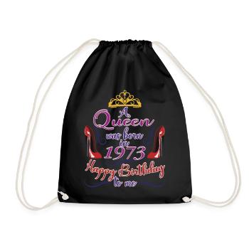 Une reine est née en 1973 - 50 ans anniversaire - Sac de sport léger - noir - Devant