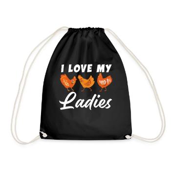 I Love My Ladies Hühnerküken Küken Hühner - Turnbeutel - Schwarz - Vorne