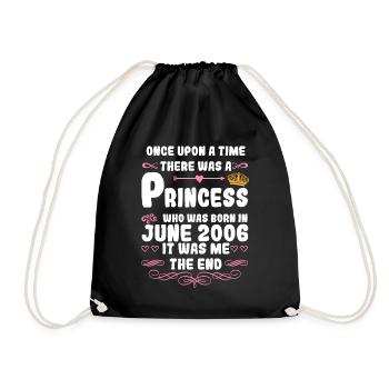 Es war einmal eine Prinzessin. Juni 2006 Geburtsta - Turnbeutel - Schwarz - Vorne