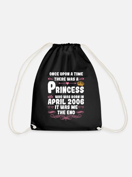 Es war einmal eine Prinzessin. April 2006 Geburtst - Turnbeutel - Schwarz