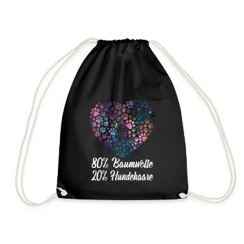 Coton Poils de chien Pattes Coeur - Dictons de chien - Sac de sport léger - noir - Devant