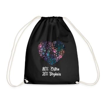 Coton Poils de chien Pattes Coeur - Dictons de chien - Sac de sport léger - noir - Devant