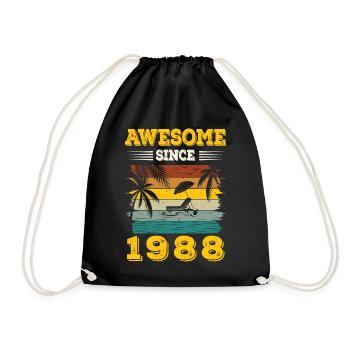 Awesome seit 1988 Vintage Geburtstagsgeschenk - Turnbeutel - Schwarz - Vorne