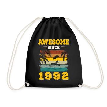 Awesome seit 1992 Vintage Geburtstagsgeschenk - Turnbeutel - Schwarz - Vorne