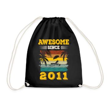 Awesome seit 2011 Vintage Geburtstagsgeschenk - Turnbeutel - Schwarz - Vorne