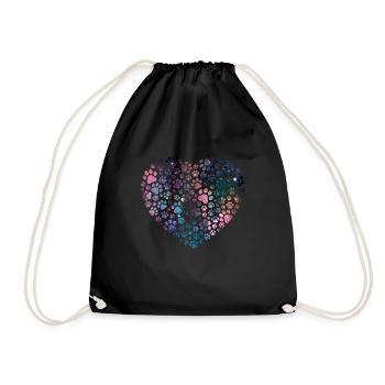 Cœur de chien avec pattes dans la galaxie Dictons de chien - Sac de sport léger - noir - Devant