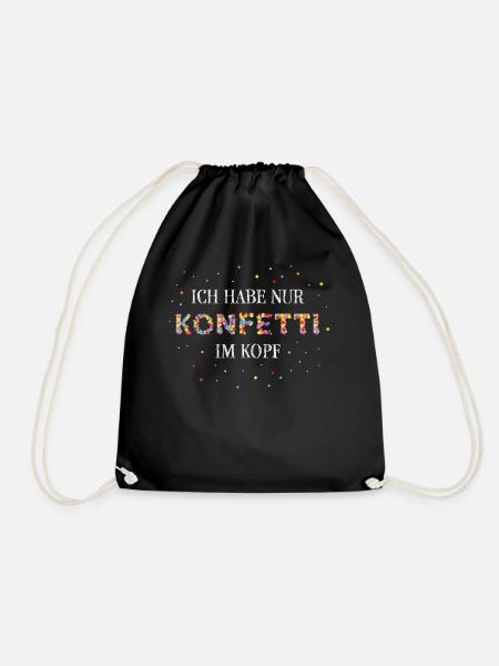 Konfetti im Kopf Karneval Fasching Rosenmontag - Turnbeutel - Schwarz