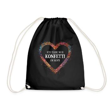 Konfetti im Kopf Karneval Fasching Jeck Narr - Turnbeutel - Schwarz - Vorne