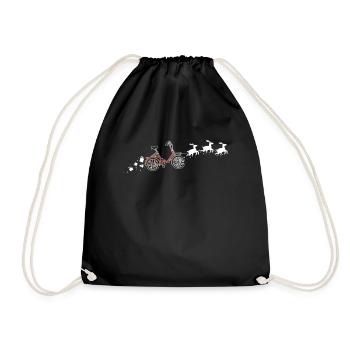 Bicycle Santa Claus Christmas sleigh - Funny - Drawstring Bag - black - Front