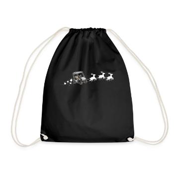 Golf Cart Santa Christmas Sleigh - Funny Golf - Drawstring Bag - black - Front