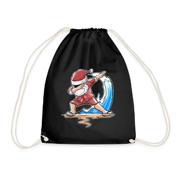 Surfing Santa Dabbing Santa Celebrating Christmas - Drawstring Bag - black - Front