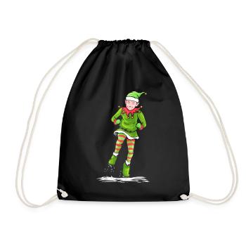 Santas Dancing Christmas Elf Celebrating - Drawstring Bag - black - Front
