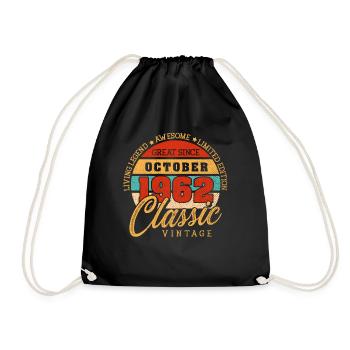 Rétro 60 ans Octobre 1962 Anniversaire Vintage - Sac de sport léger - noir - Devant