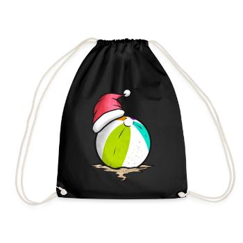 Beach Ball With Santa Hat Celebrating Christmas - Turnbeutel - Schwarz - Vorne