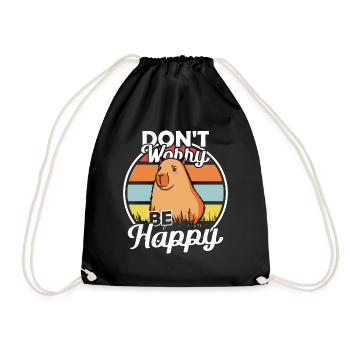 Dont Worry be Capy Wasserschwein - Drawstring Bag - black - Front